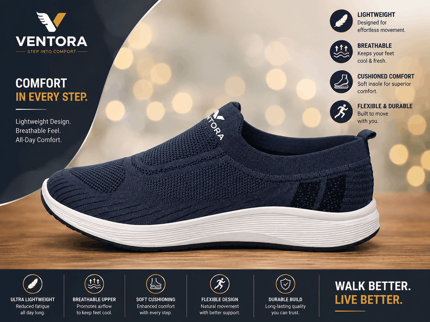 Comfort In Every Step Gray Blue